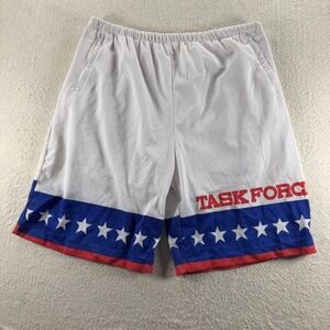 Vintage 90s Jekel Task Force White‎ Mesh Shorts Stars Stripes Basketball Medium